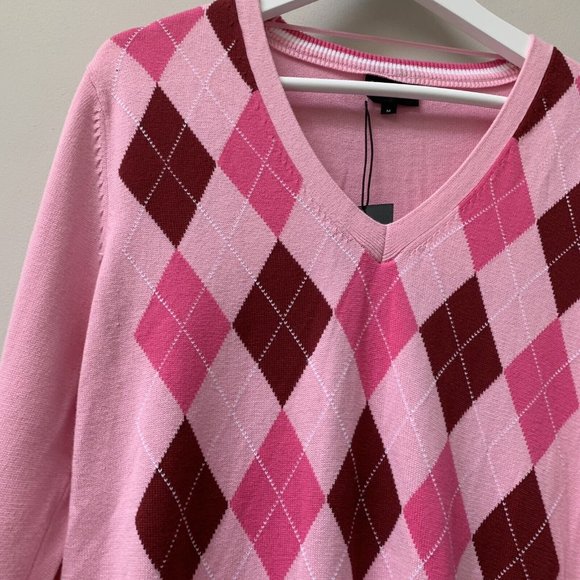 Galvin Green Women's Cathy Sweater Golf Jumper Size Medium Pink NEW Argyle - Picture 3 of 10